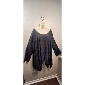 JOHNNY WAS 3x BLACK Tunic - Embroidered  Eyelet Cupra - long sleeve Shirt Blouse